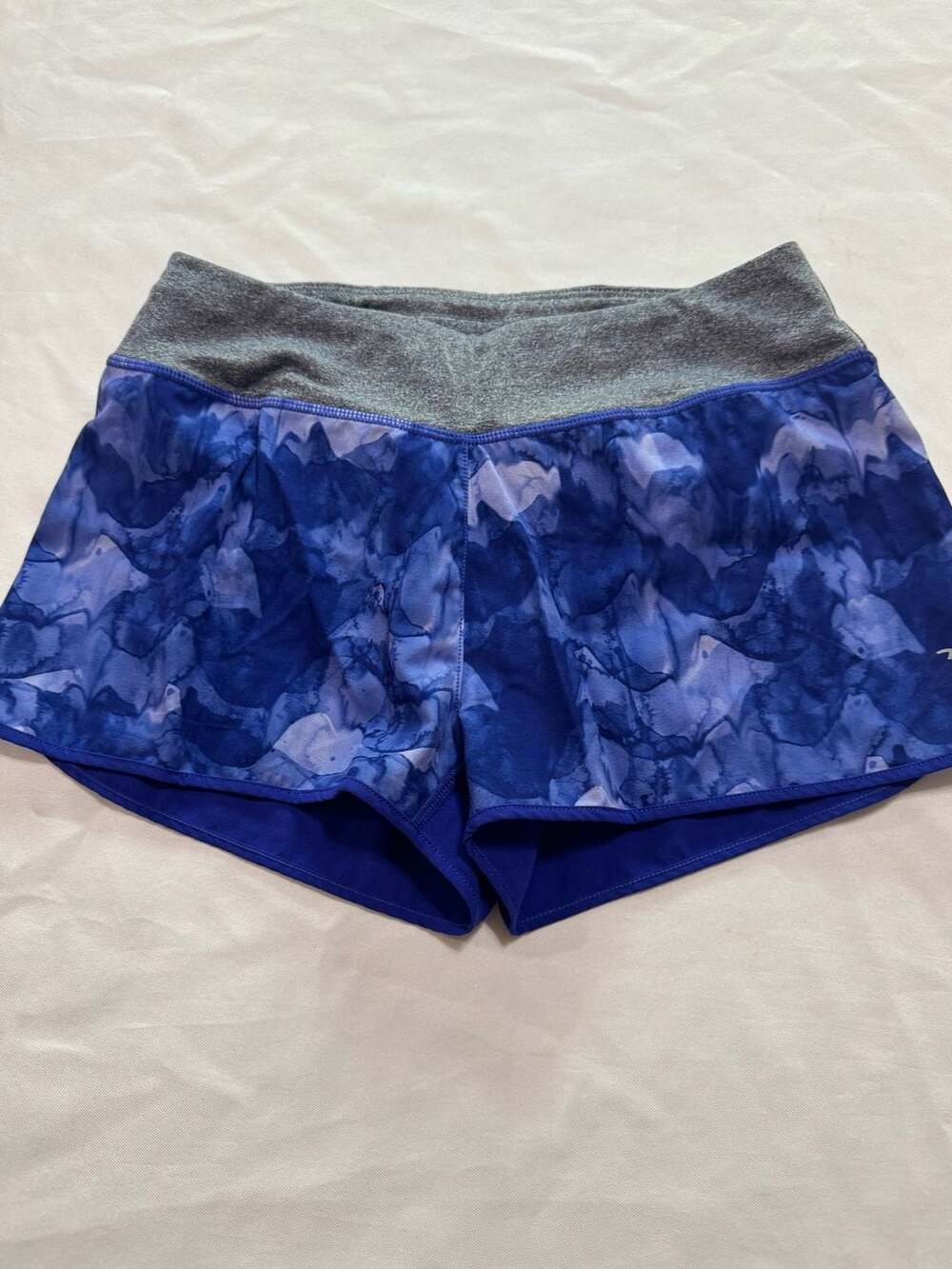 Blue Watercolor Running Shorts Athletic Layered Activewear XS
